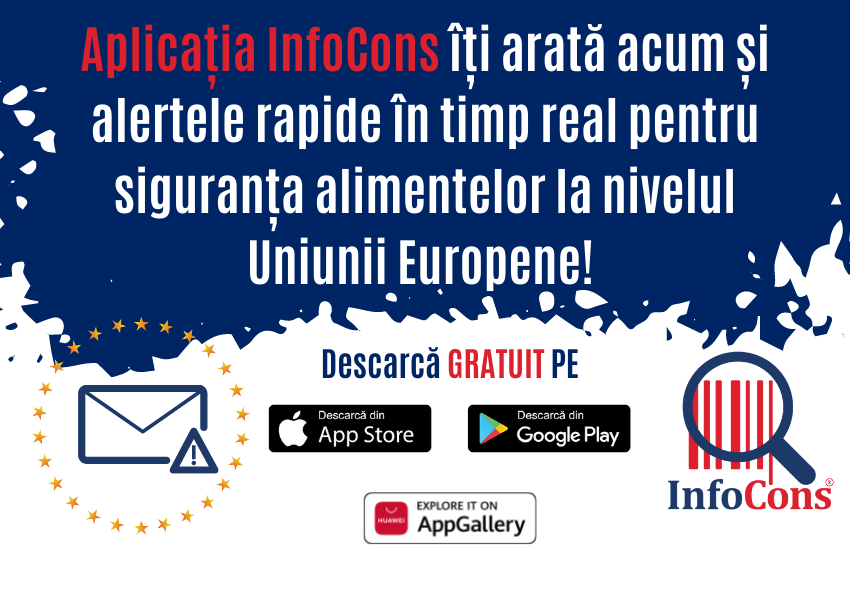 Aplicația InfoCons îți arată acum și alertele rapide in timp real pentru siguranța alimentelor la nivelul Uniunii Europene! Fii informat cu Aplicația InfoCons!