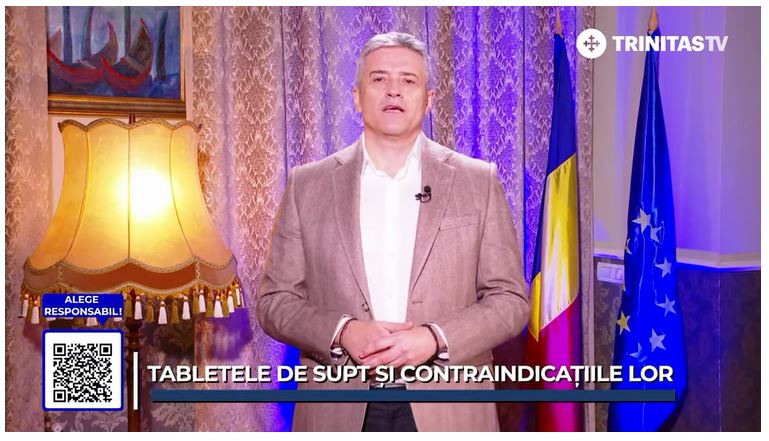 Președintele InfoCons , Sorin Mierlea , vorbește în cadrul emisiunii „ Alege Responsabil ” de pe Trinitas TV despre pastilele de supt