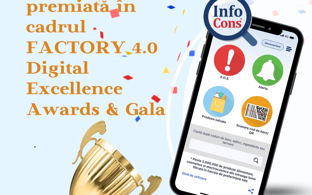 Aplicația InfoCons premiată în cadrul FACTORY 4.0 Digital Excellence Awards & Gala