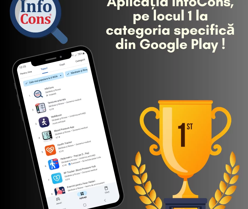 Aplicația InfoCons este pe locul 1 la categoria specifică din Google Play !