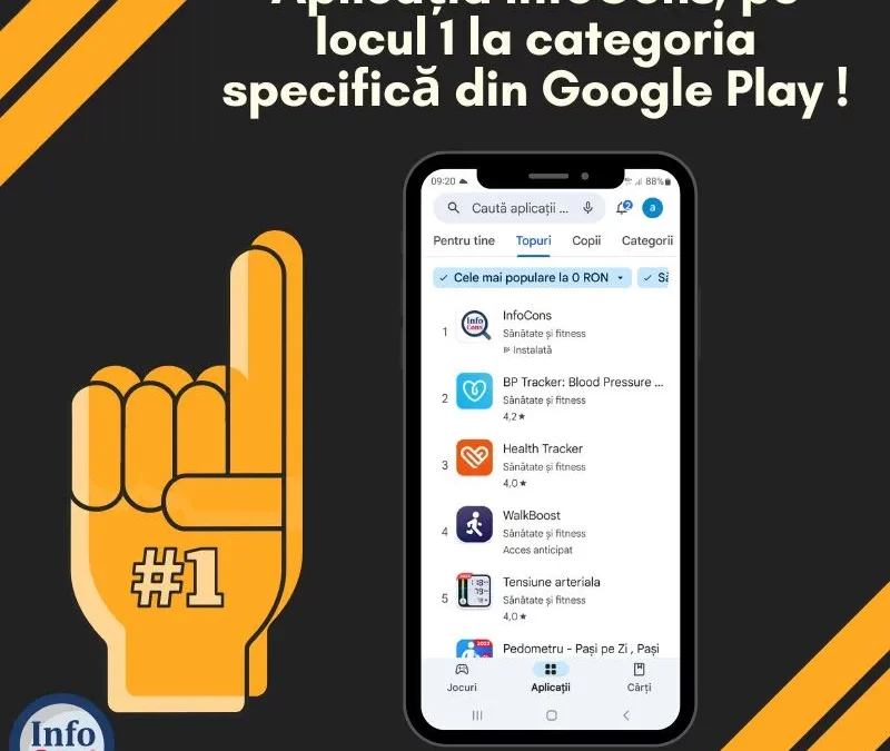 Aplicația InfoCons este si astazi pe locul 1 la categoria specifică din Google Play !