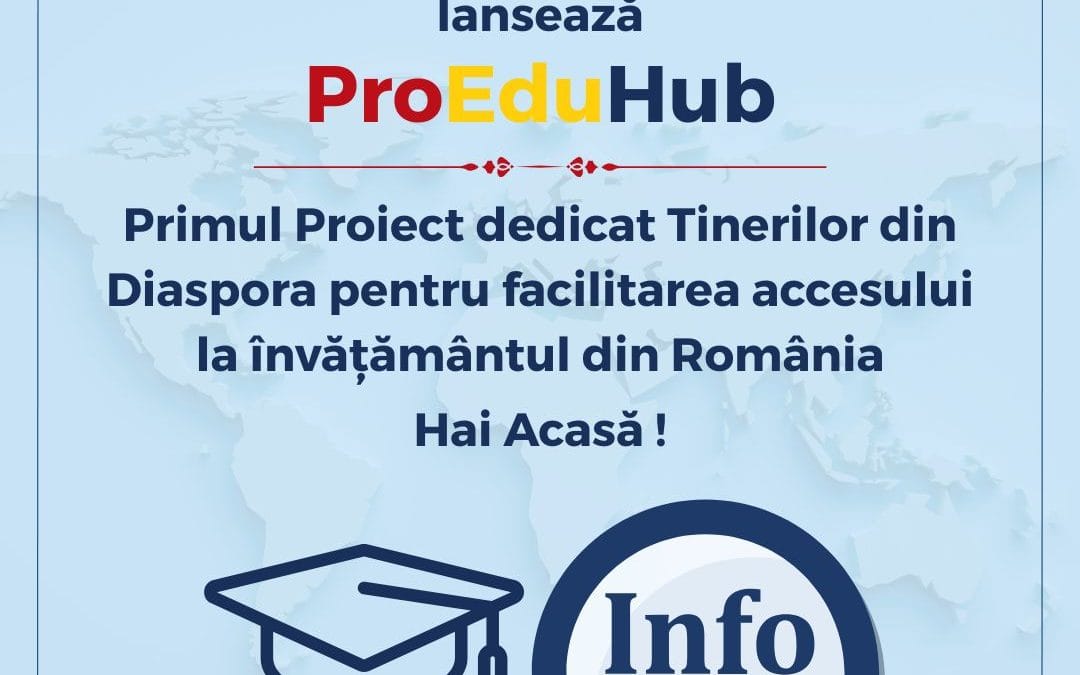 InfoCons lansează ProEduHub – Primul Proiect dedicat Tinerilor din Diaspora pentru facilitarea accesului la învățământul din România ! Hai acasă !